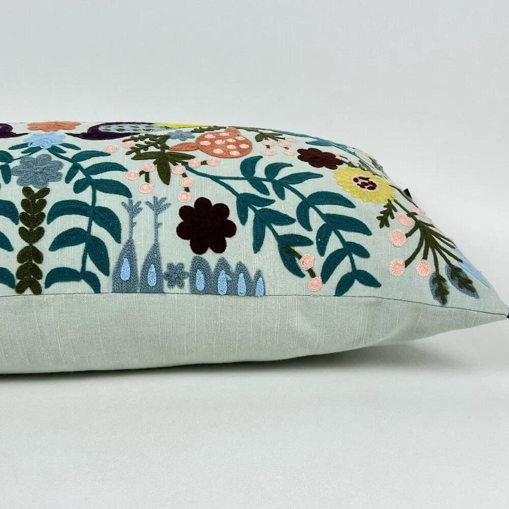 Elle Tahari Home Embroidered Pillow & Insert Rectangular Birds Florals 14